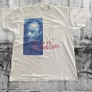 Vintage Phil Collins White Tee - Fruit of the Loom  T-Shirt – XL - Single Stitch